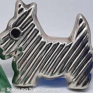 Vintage Sterling silver Scottie dog brooch large